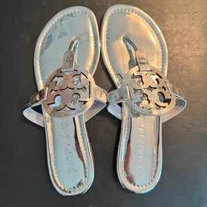 Metallic silver Tory Burch sandals